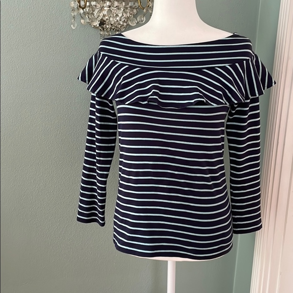 Anthropologie ruffle boatneck top